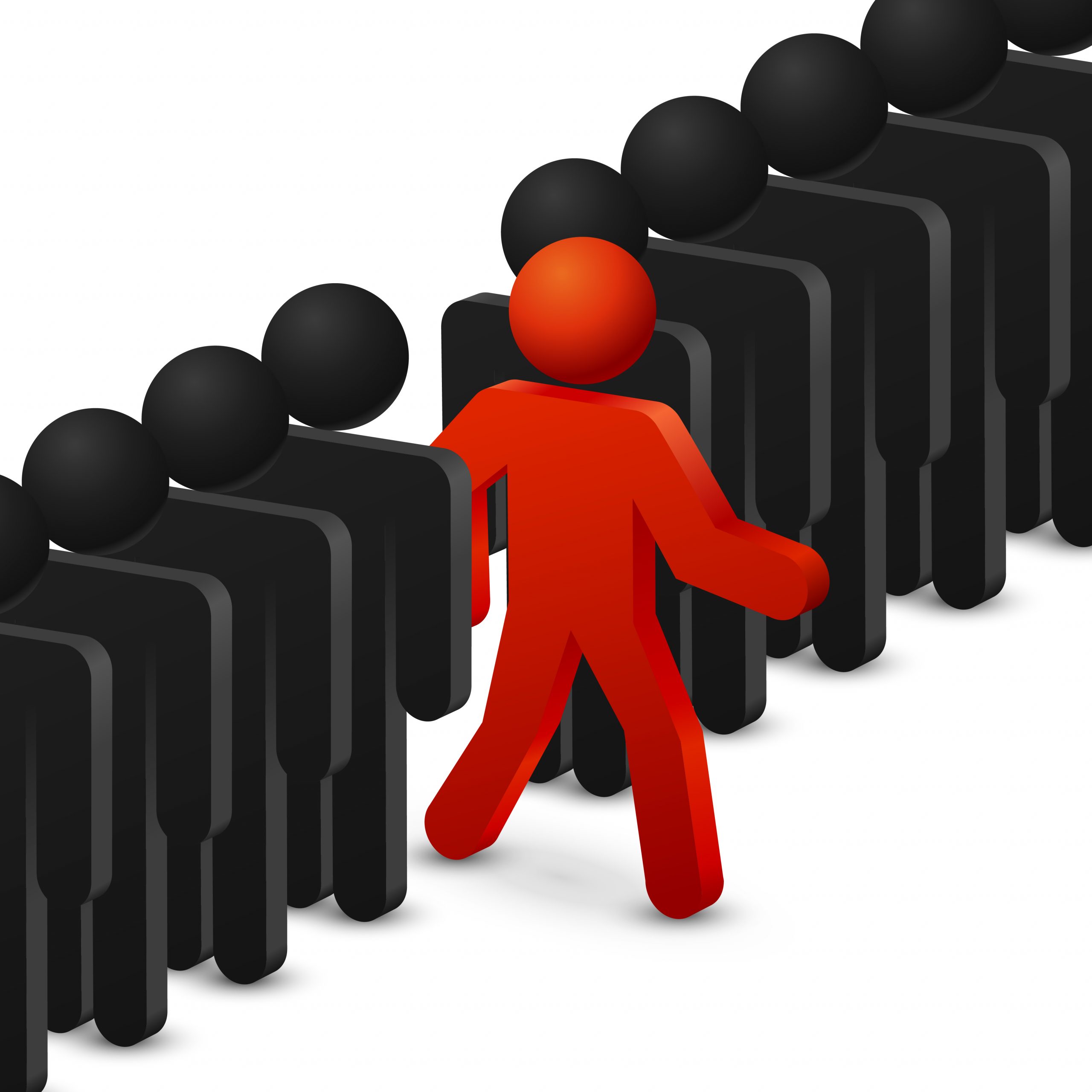 Leadership and originality concept. Run to opportunities. Growing leadership, success leadership, businessman opportunities, leader worker. Vector illustration